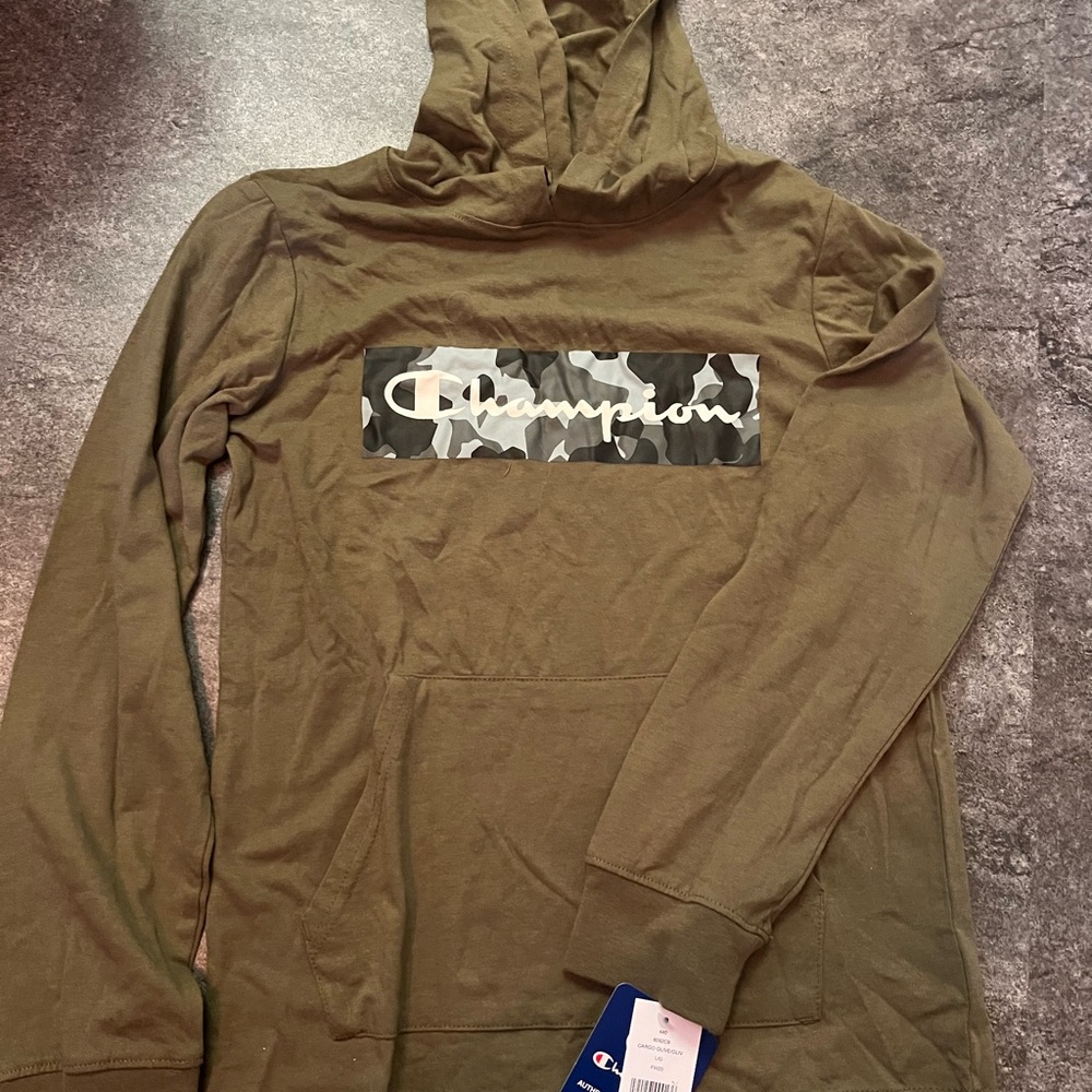 Champion Khaki Green Athletic Hoodie